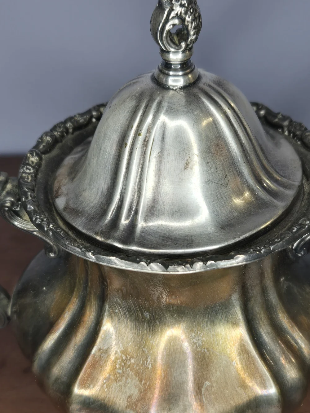 Mid Century Silver Sugar Bowl, EPCA - Lancaster Rose By Poole 400 Footed Floral